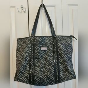 Kenneth Cole Reaction tote purse 13x19x5 black initials like new